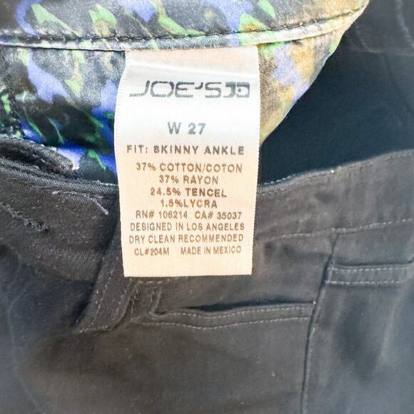 Joe's Black Collection Leather Patch Denim Skinny Jeans Size 27 - Picture 6 of 8